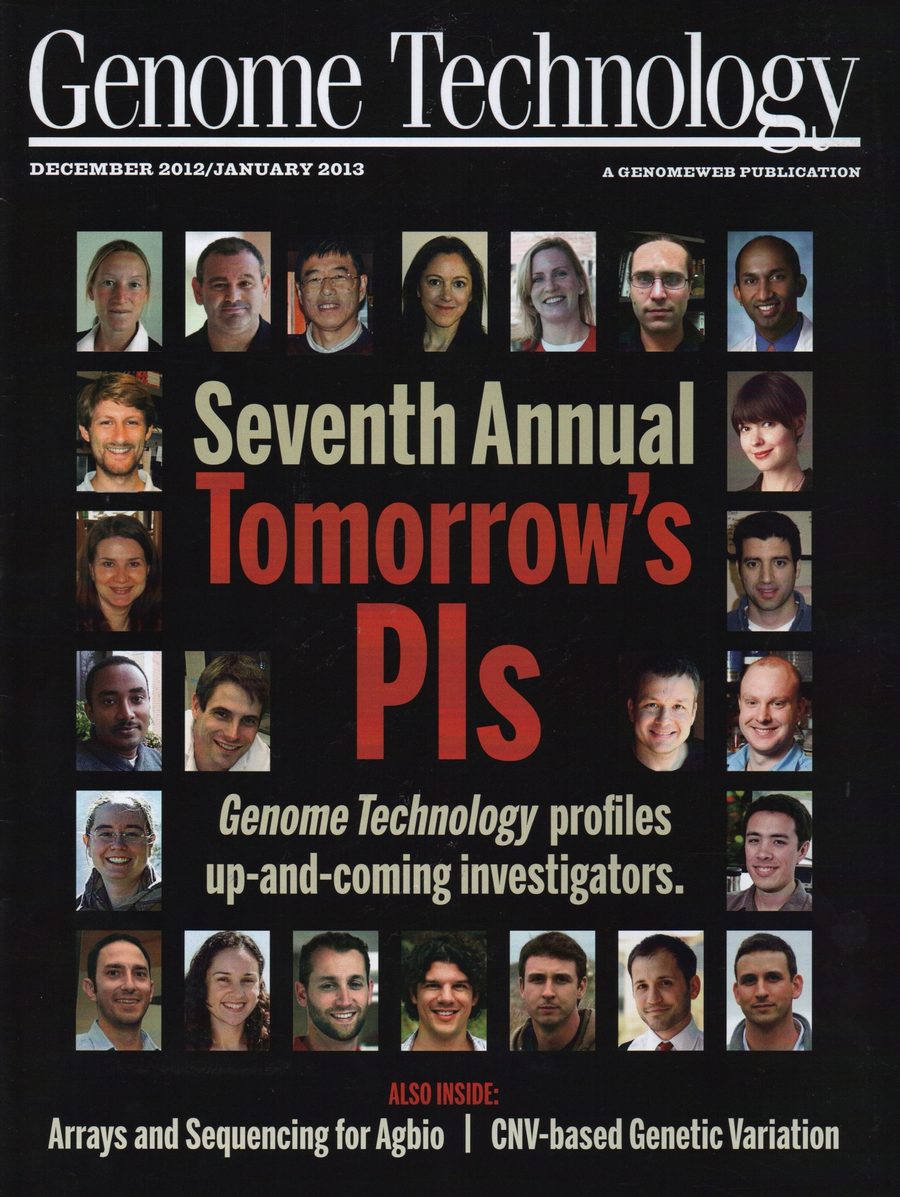 Genome Technology, December 2012/January 2013 — Seventh Annual Tomorrow's PIs cover
